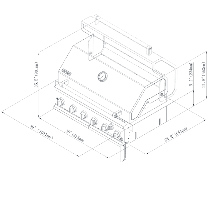 Spire 36" Built-in Barbeque Grill Dimensions